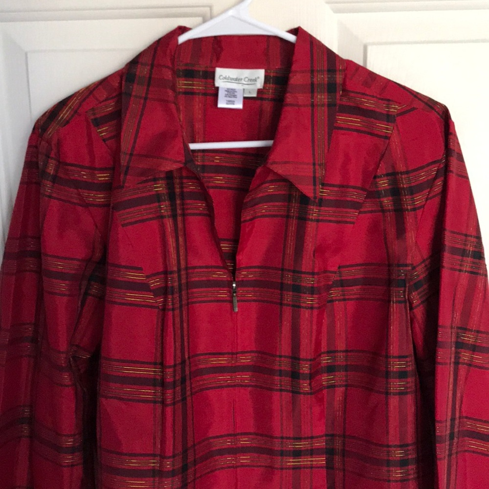 Coldwater Creek Festive Red Blouse NWOT